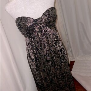 Parker Black and Silver Strapless Gown